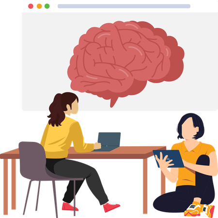 People working on artificial brain  Illustration