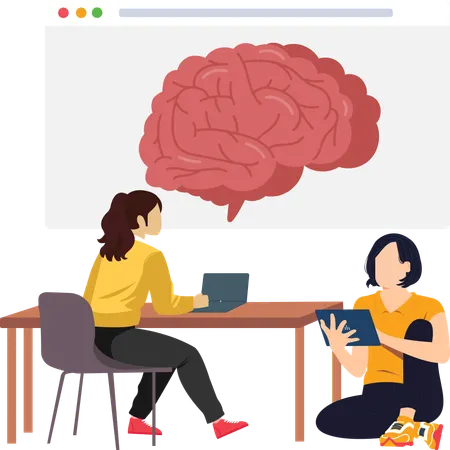 People working on artificial brain  Illustration