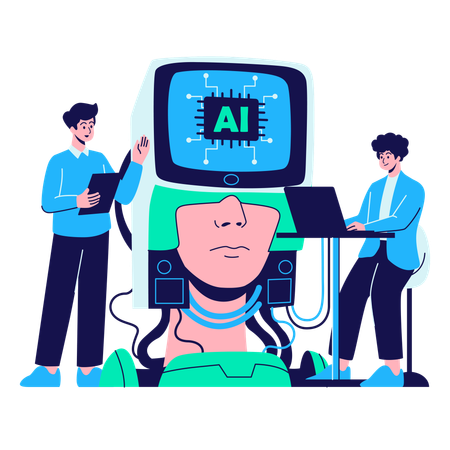 People working on artificial intelligence  Illustration