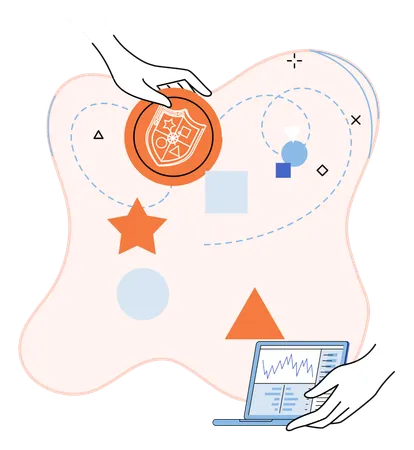 People working on busines data  Illustration