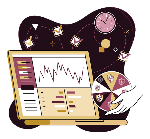 People working on busines data  Illustration