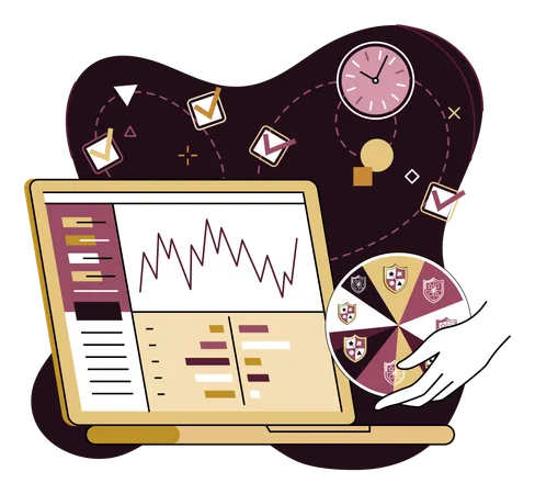 People working on busines data  Illustration