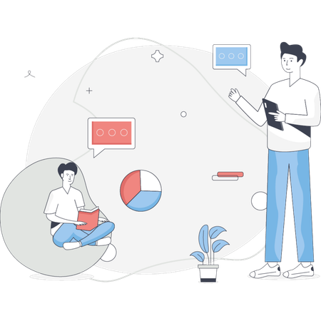 People working on business analysis  Illustration