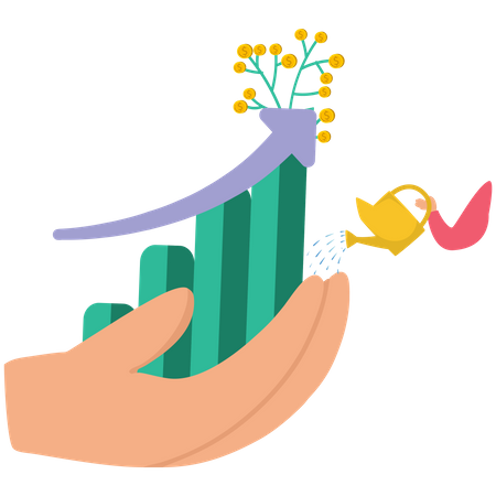 People working on Business growing upwards  Illustration