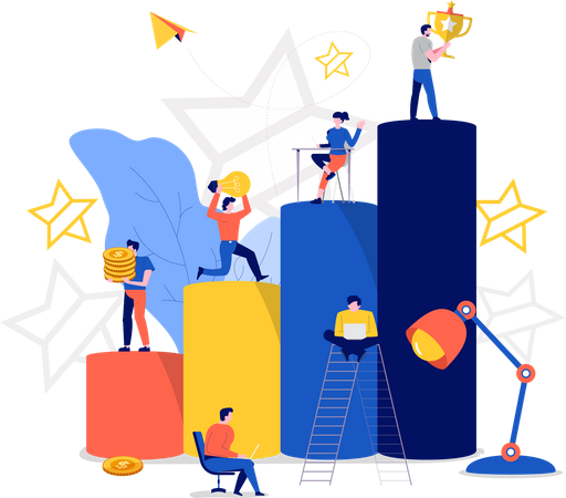 People working on business growth  Illustration