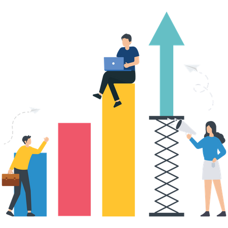 People working on business growth  Illustration