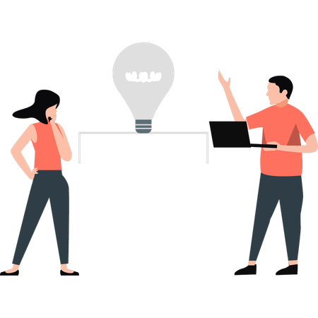 People working on business idea  Illustration