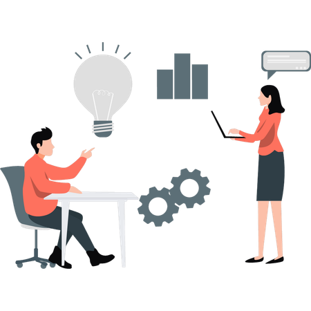 People working on business idea  Illustration