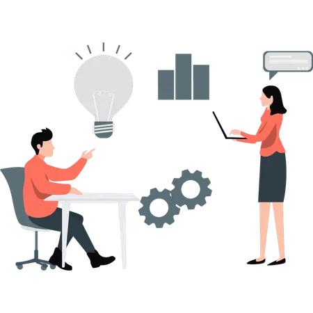 People working on business idea  Illustration