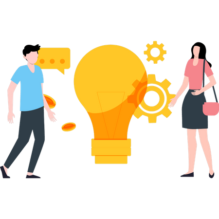 People working on business idea management  Illustration