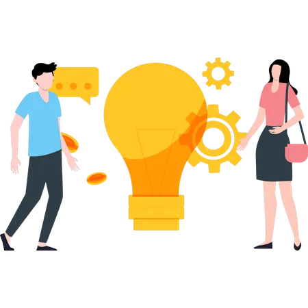 People working on business idea management  Illustration