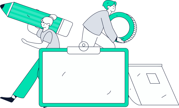 People working on business program  Illustration