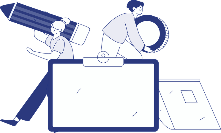 People working on business program  Illustration