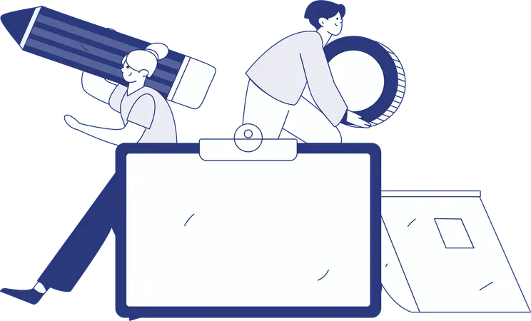 People working on business program  Illustration