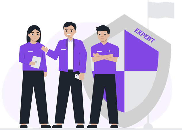 People working on business security  Illustration