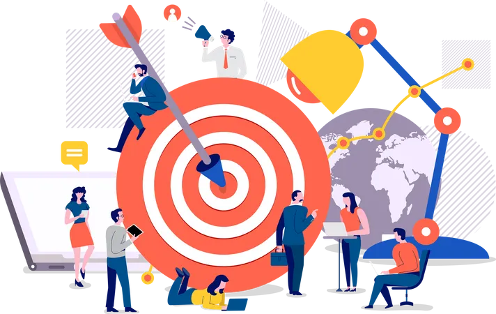 People working on  Business Target  Illustration