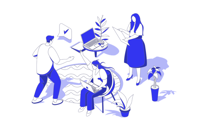 People working on client experience  Illustration