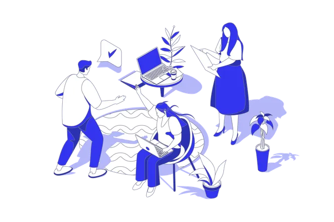 People working on client experience  Illustration