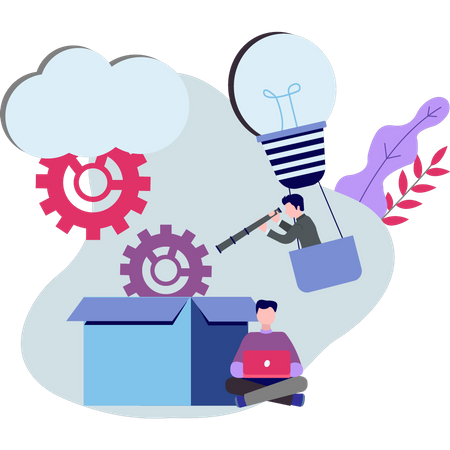 People working on cloud management  Illustration