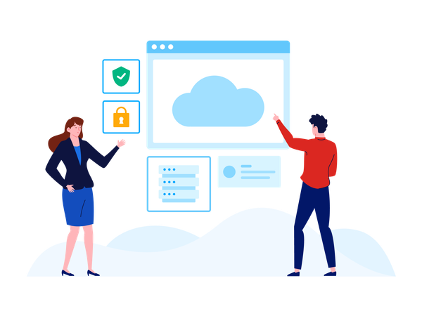 People working on cloud security  Illustration
