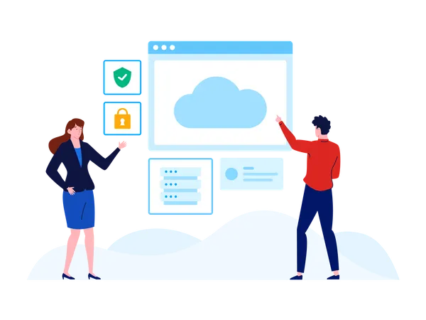 People working on cloud security  Illustration