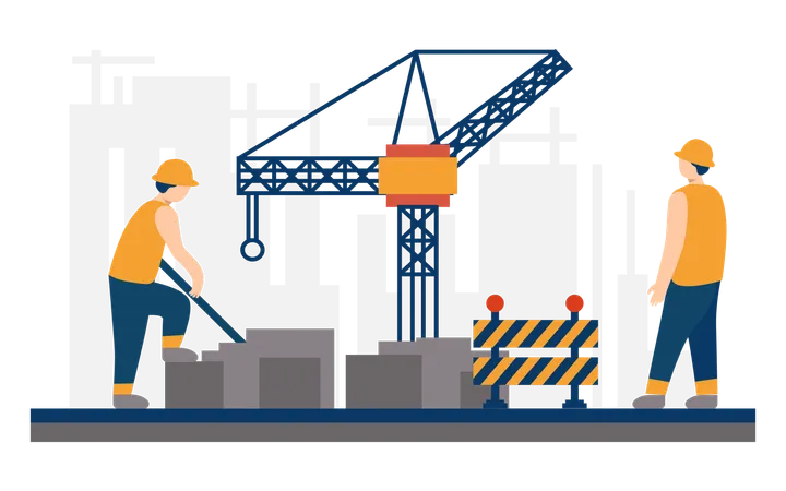 People working on Construction project  Illustration