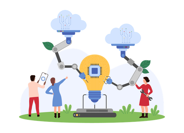 People working on creative project development  Illustration
