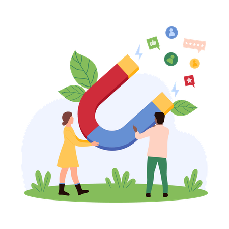 People working on customer attraction  Illustration