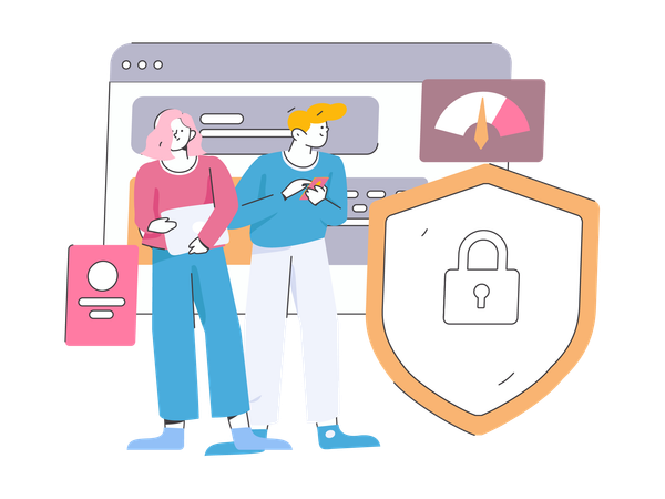 People working on cyber security  Illustration