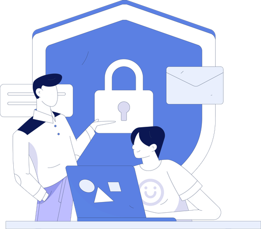 People working on cyber security service  Illustration