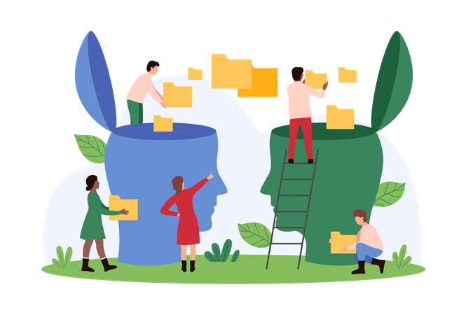 People working on data exchange  Illustration