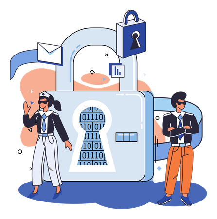 People working on data protection  Illustration