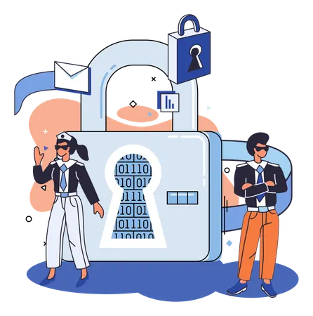 People working on data protection  Illustration