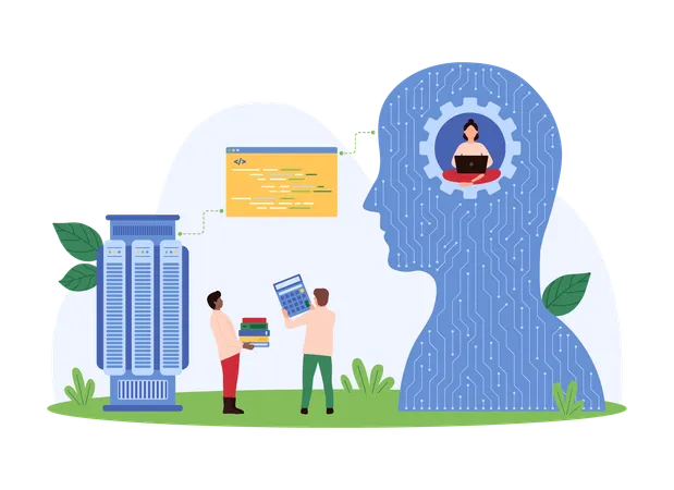 People working on database management  Illustration