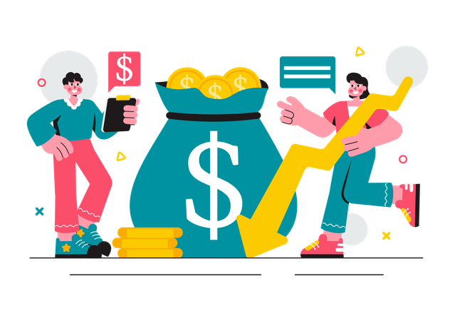 People working on decreasing expense  Illustration