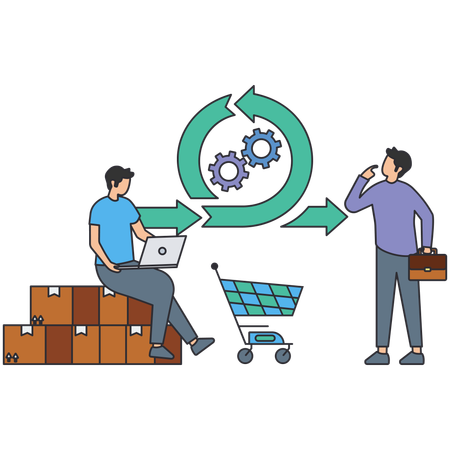 People working on delivery process  Illustration