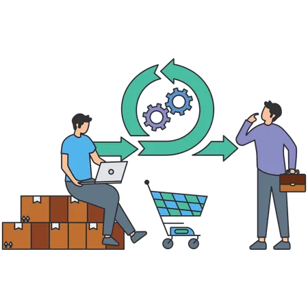 People working on delivery process  Illustration