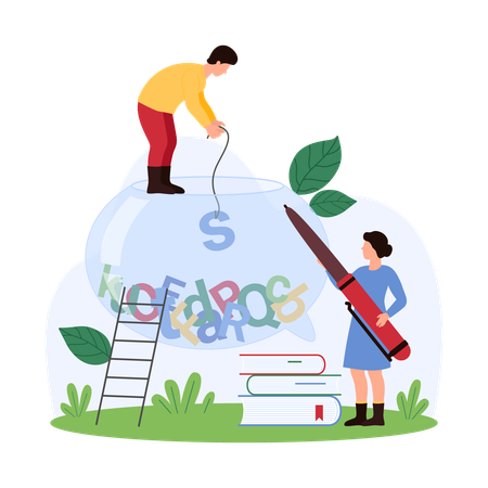 People working on development problems  Illustration