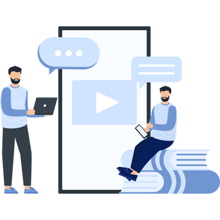 People working on digital learning  Illustration
