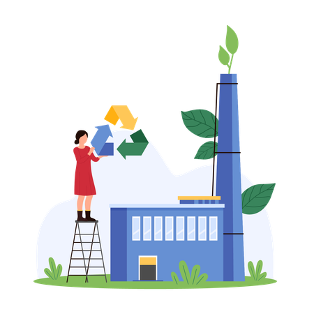 People working on eco farming  Illustration