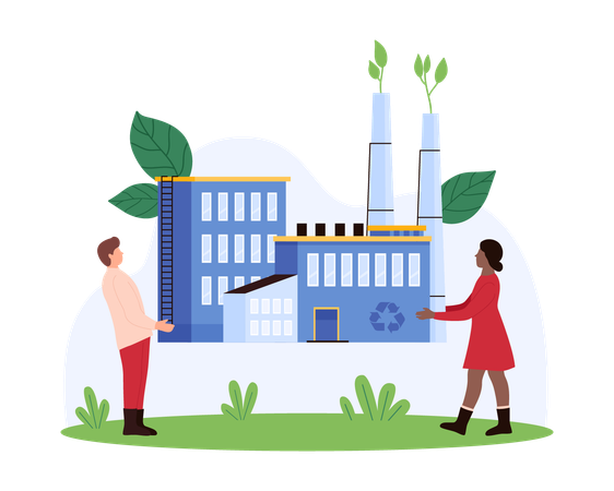 People working on eco friendly technology  Illustration
