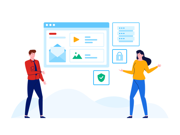 People working on email server  Illustration