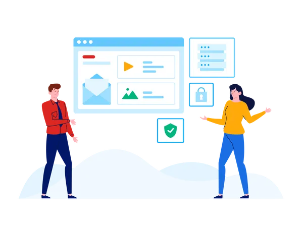 People working on email server  Illustration