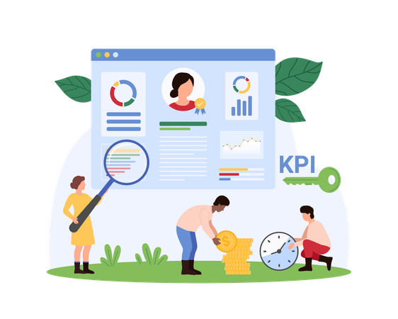 People working on employee kpi  Illustration
