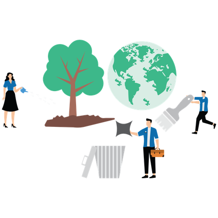 People working on Environmental Awareness  Illustration