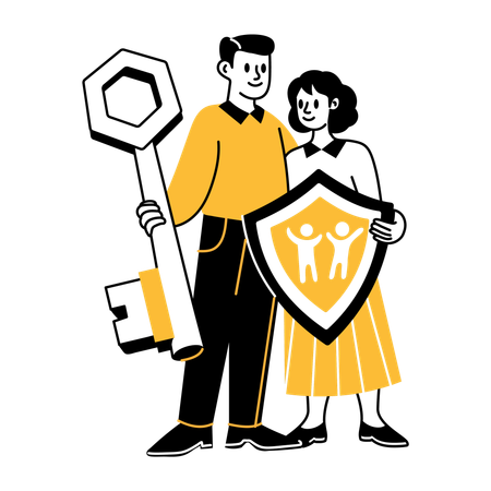 People working on family coverage  Illustration
