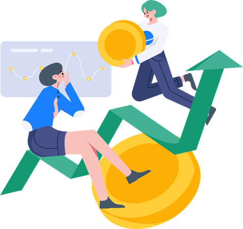 People working on finance growth  Illustration