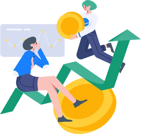 People working on finance growth  Illustration