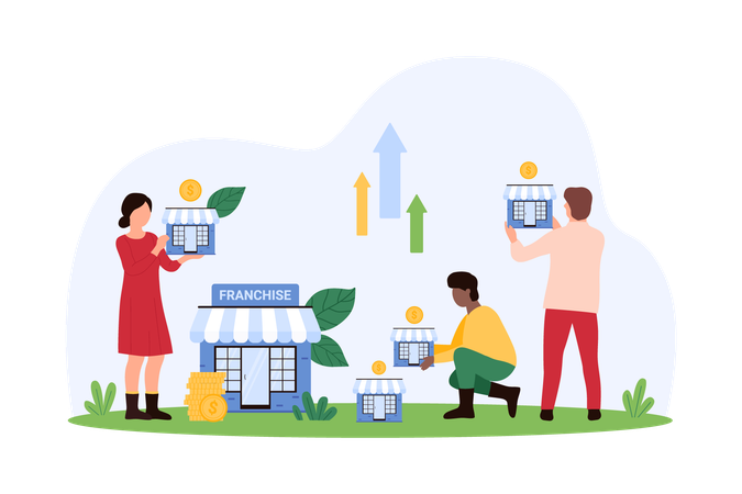 People working on franchise development  Illustration