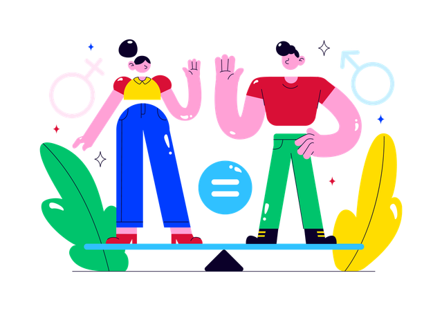 People working on gender equality  Illustration